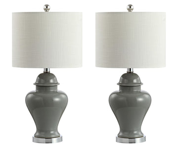 Qin 22" Ceramic/Iron Classic Cottage LED Table Lamp - JONATHAN Y